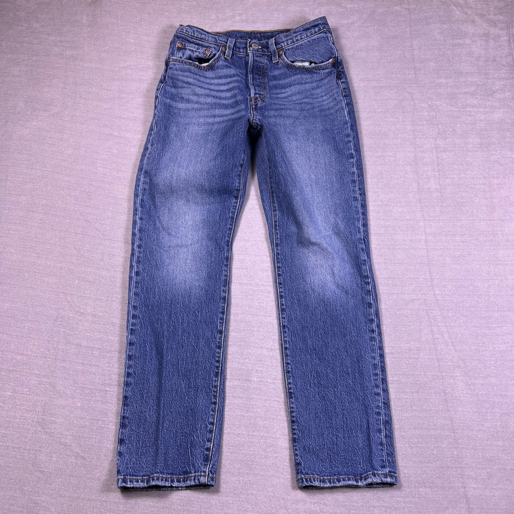 Levi's 501 Original Premium Big E Straight Leg Jeans Womens 28 Blue Denim
